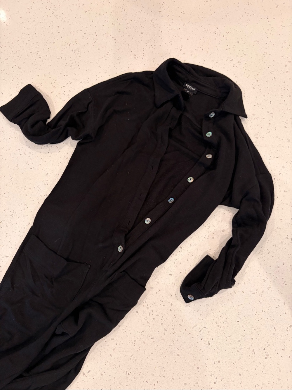 Bleusalt Sustainable Black Button-Front Jumpsuit